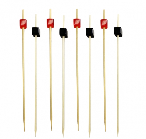 Пика бамбуковая "Куб" красный/черный, 12см/ 100шт