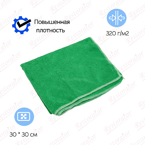 Салфетка из микрофибры 30х30 зеленая, 320 г/м2