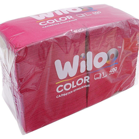 Салфетки WiLoo интенсив 24*24 400 листов бордо