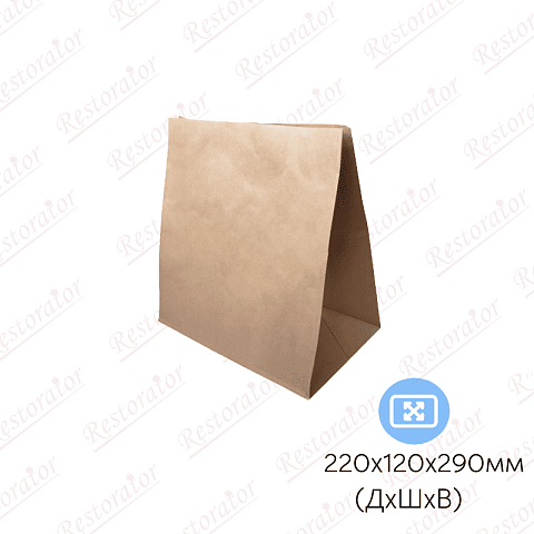 Пакет бумажный без ручек с плоским дном, 220*120*290мм