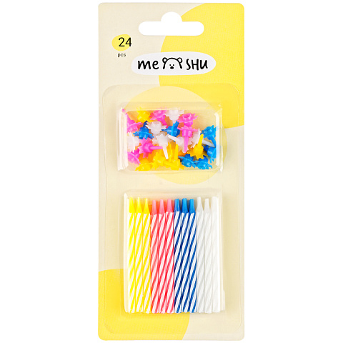 Свечи для торта с держателями MESHU, Мини, 24шт.