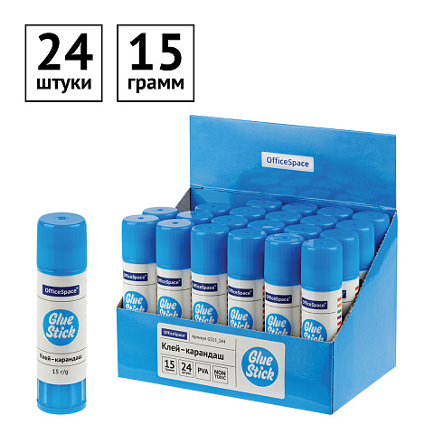 Клей-карандаш OfficeSpace, 15г, дисплей