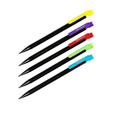 Карандаш механический OfficeSpace 0,5мм, с ластиком, ассорти