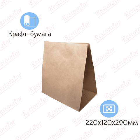 Пакет бумажный без ручек с плоским дном, 220*120*290мм