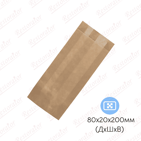 Пакет бумажный для столовых приборов, 80*20*200мм