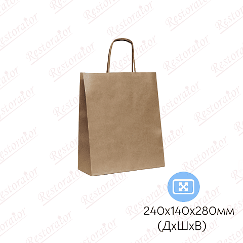 Пакет бумажный с кручеными ручками, 240*140*280мм