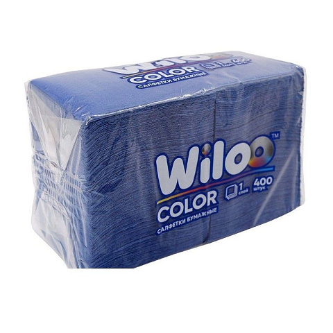 Салфетки WiLoo интенсив 24*24 400 листов синие