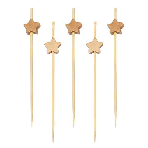 Пика бамбуковая "Звезда" золото, 7см/ 100 шт