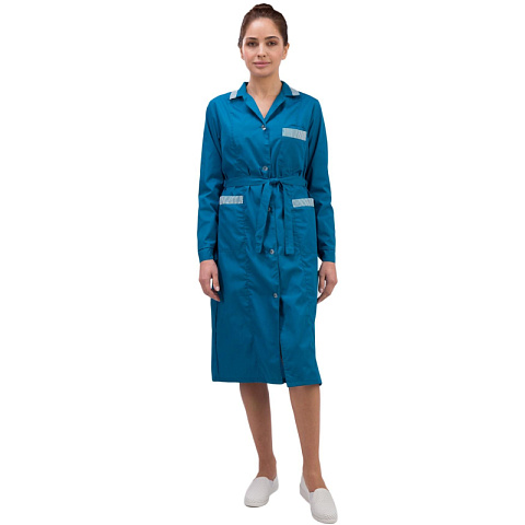 Халат для горничных и уборщиц у01-ХЛ дл.рук бирюз(р.48-50) 158-164