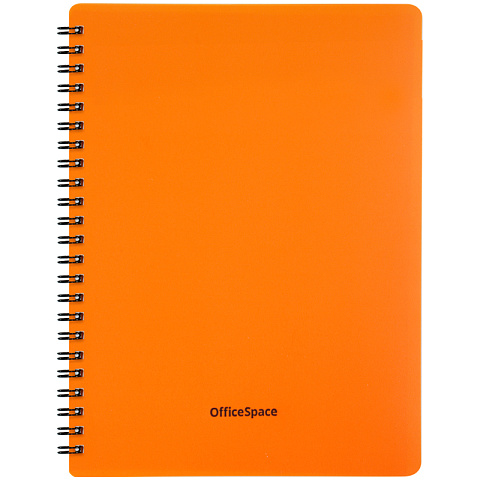 Тетрадь 48л. А5 клетка на гребне OfficeSpace "Neon", оранжевая пластиковая обложка