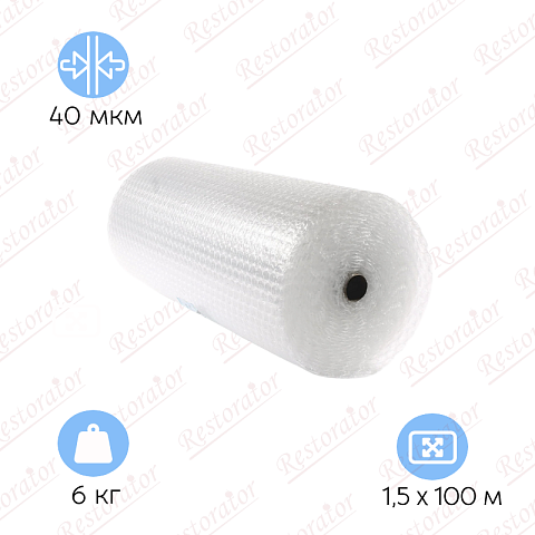 Пленка воздушно‑пузырчатая 2-слойная 1.5x100 м (40 гр/м2)