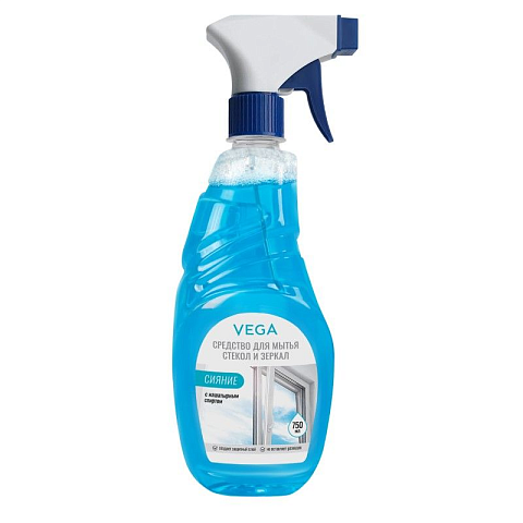 Средство для мытья стекол и зеркал Vega "Сияние", с нашатырным спиртом, 750мл