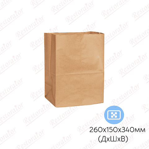 Пакет бумажный без ручек с плоским дном, 260*150*340мм