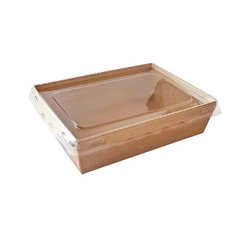 Салатник с прозрачной крышкой, 800мл/ крафт