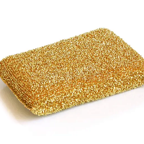 Губка поролон в металлизированной оплетке 115*78*28 золото