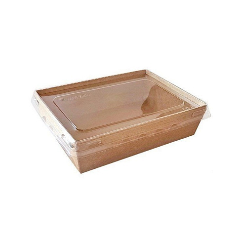 Салатник с прозрачной крышкой, 400мл/ крафт