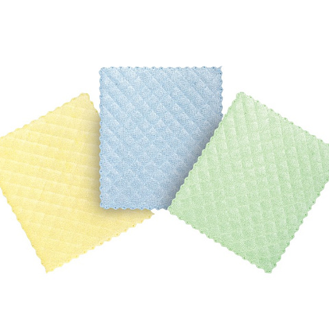 Салфетки из МИКРОФИБРЫ ГУБЧАТЫЕ 17х20 см, КОМПЛЕКТ 3 шт., 3 слоя, ассорти, 440 г/м2