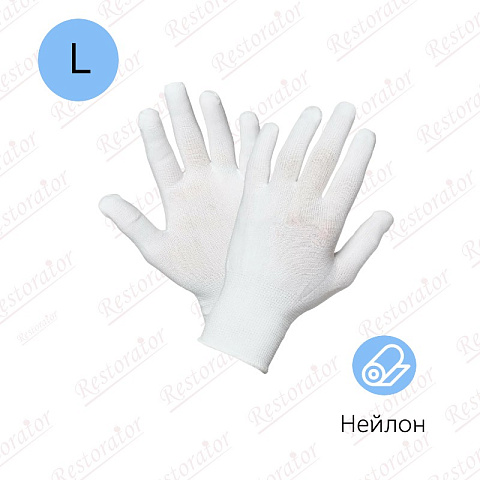 Перчатки нейлоновые белые L, пара