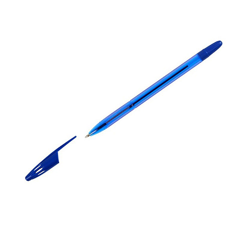 Ручка шариковая СТАММ "555" синяя, 0,7мм, тонированный корпус