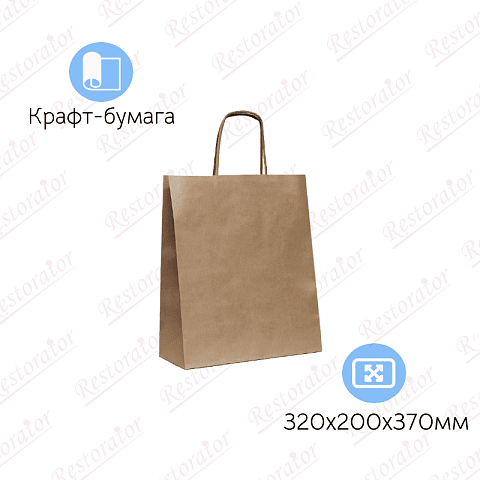 Пакет бумажный с кручеными ручками, 320*200*370мм