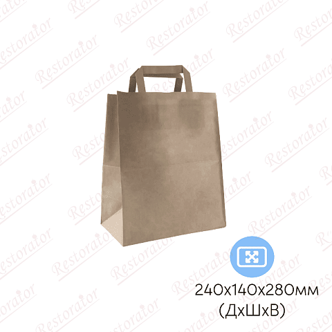 Пакет бумажный с плоскими ручками, 240*140*280мм