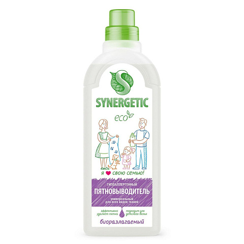 Пятновыводитель SYNERGETIC для одежды гипоаллергенный без запаха 1л