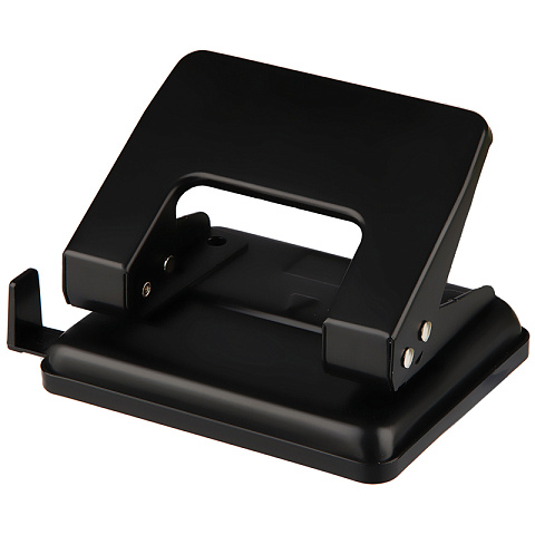 Дырокол OfficeSpace 20л., металлический, черный, с линейкой 