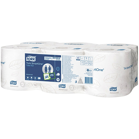 Бумага туалетная Tork SmartOne "Advanced"(Т8) 2-слойная, 207м/рул, тиснение, белая