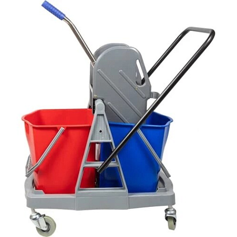 Уборочная тележка 2-х ведерная 2 х 17 л, рама пластик, с отжимом 