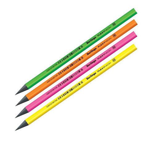 Карандаш ч/г Berlingo "Flexy Neon" HB, заточен., пластиковый, ассорти