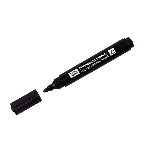 Маркер перманентный OfficeSpace "8004А" черный, пулевидный, 3мм